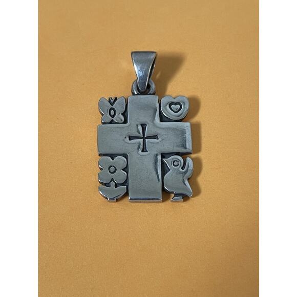James Avery Retired Silver Cross Butterfly, Heart, Flower, and Bird Pendant - Picture 1 of 3